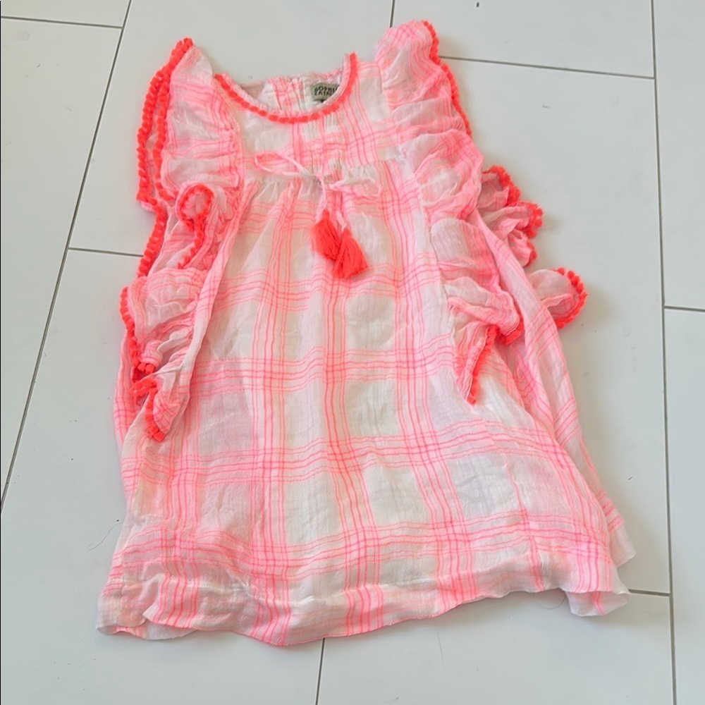 Sophie Catalou Pink and White Plaid Ruffle dress swim cover 6